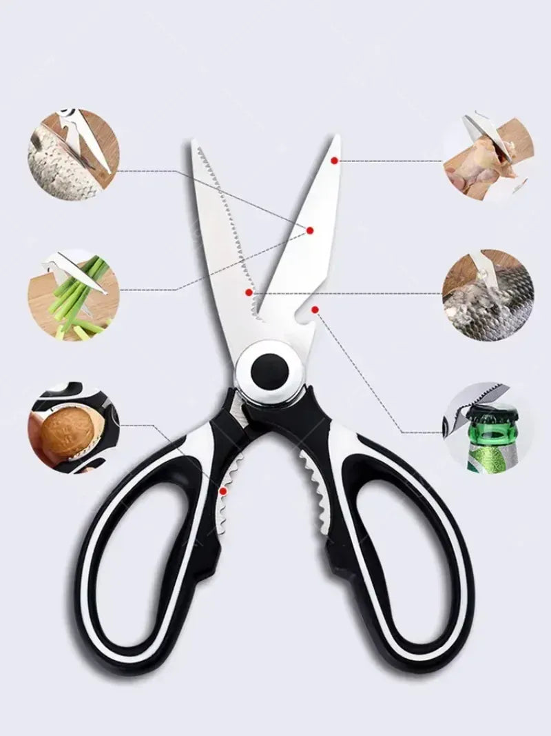 Ciseaux de cuisine inox multifonctions pour couper viandes et os ciseaux