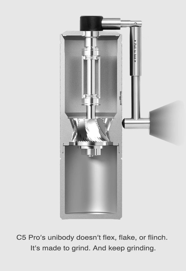 Corps monobloc en aluminium du moulin à café manuel en coupe