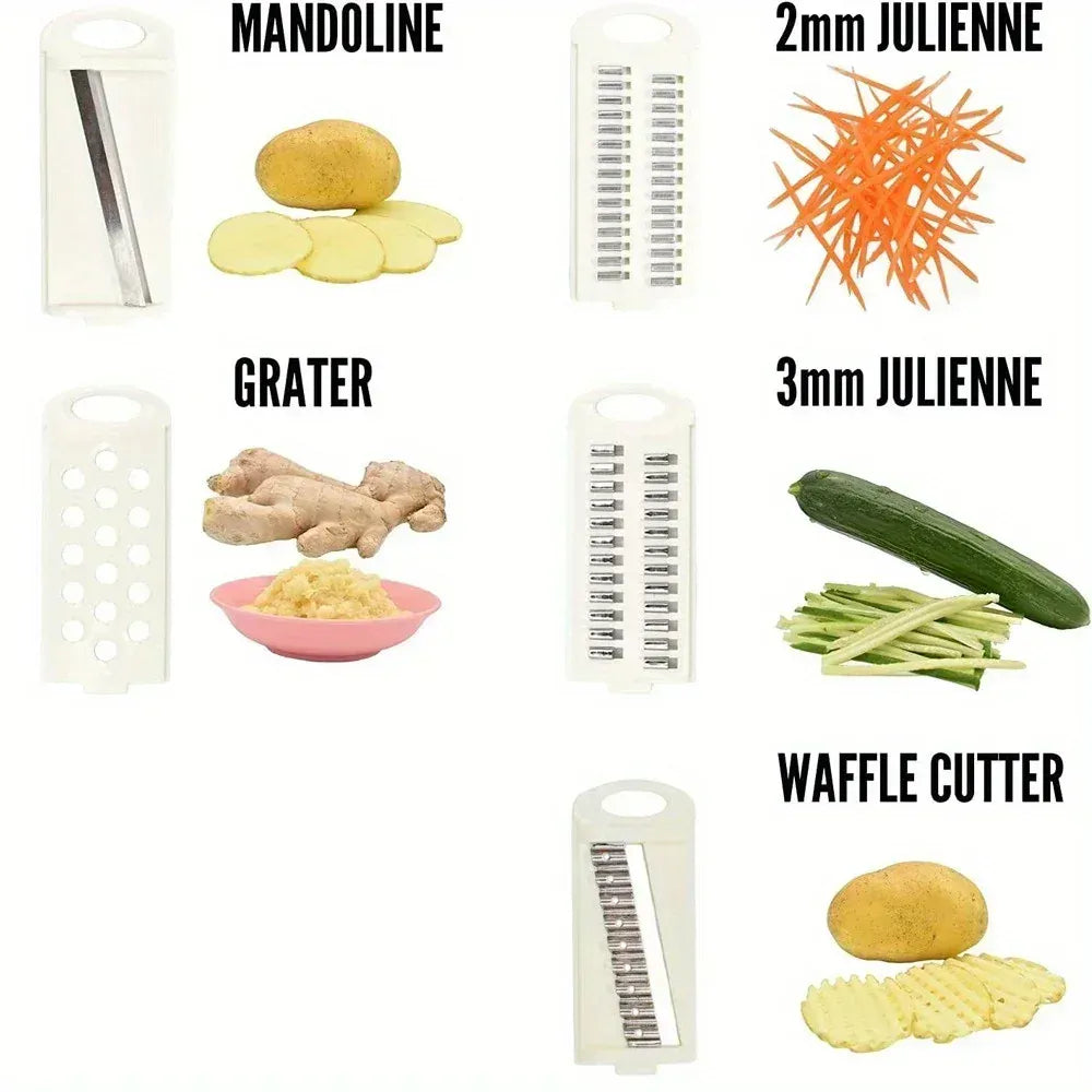 Mandoline 7-en-1 avec Lames Interchangeables pour Fruits et légumes Mandoline