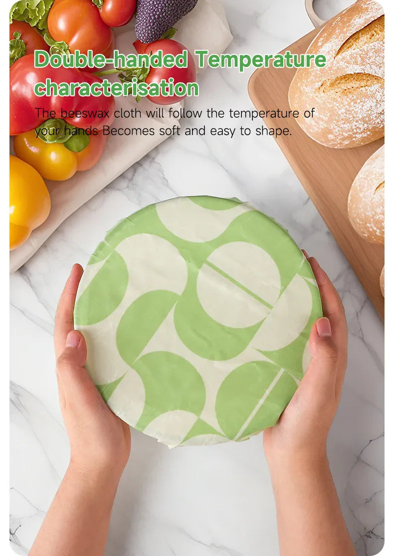 Film Alimentaire Cire d'Abeille Lot de 3 Wraps Réutilisables Écologiques far