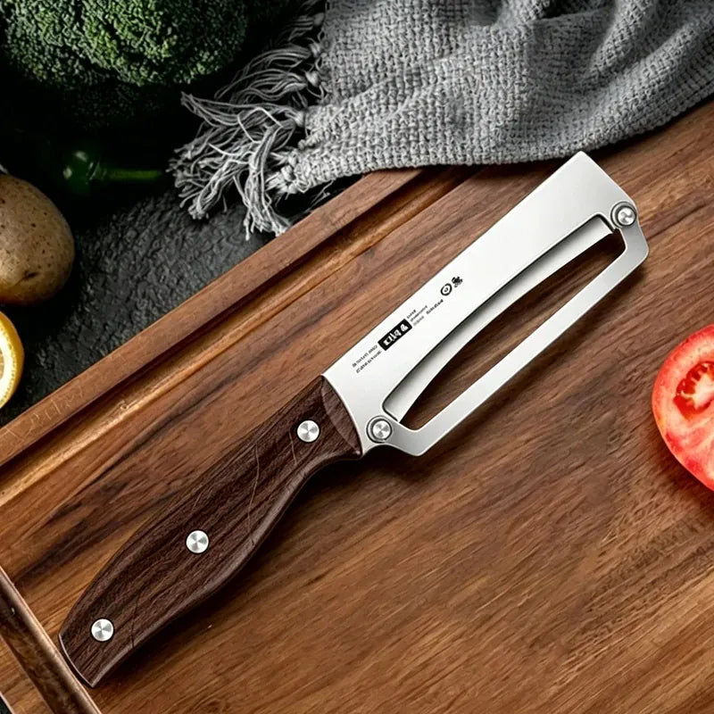 Éplucheur en Acier Inoxydable avec Manche en Bois pour Fruits et Légumes eplucheurs