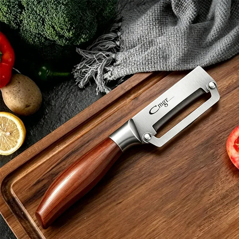 Éplucheur en Acier Inoxydable avec Manche en Bois | Multi-Fonction eplucheurs