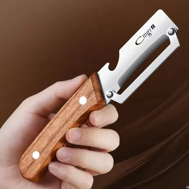 2 Éplucheurs Multifonctions Inox avec Poignée en Bois pour Fruits et Légumes eplucheurs