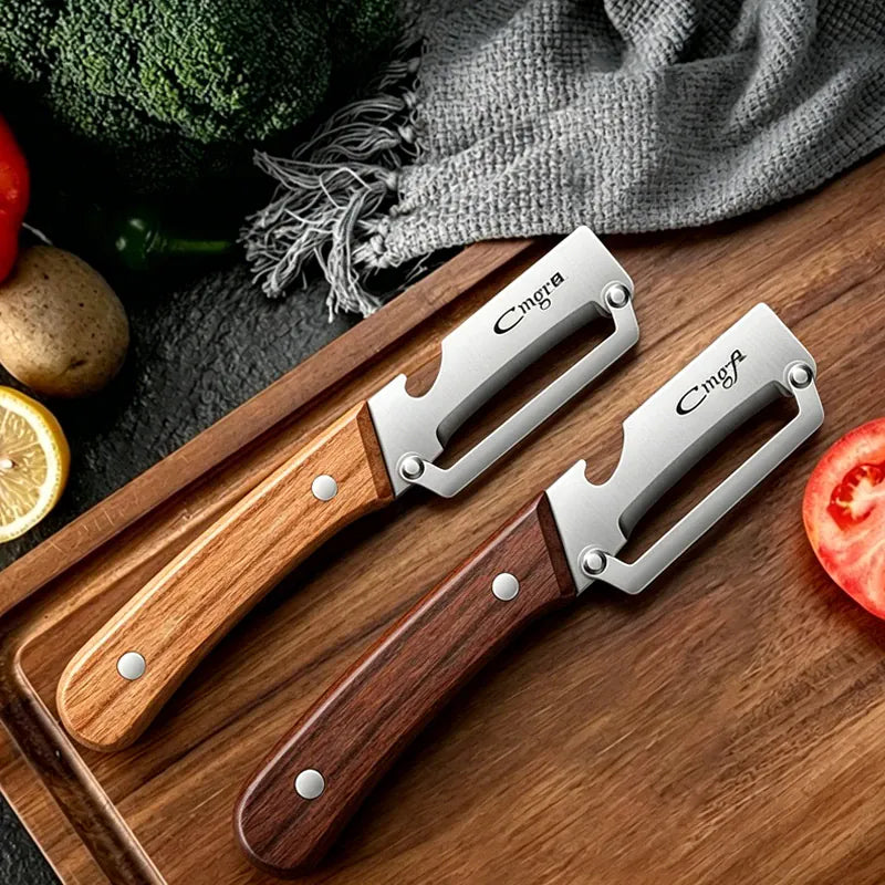 Éplucheur en Acier Inoxydable avec Manche en Bois pour Fruits et Légumes eplucheurs