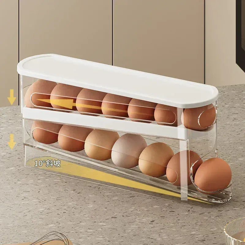 Organiseur à Œufs 2 Niveaux avec Système de Roulement pour Frigo