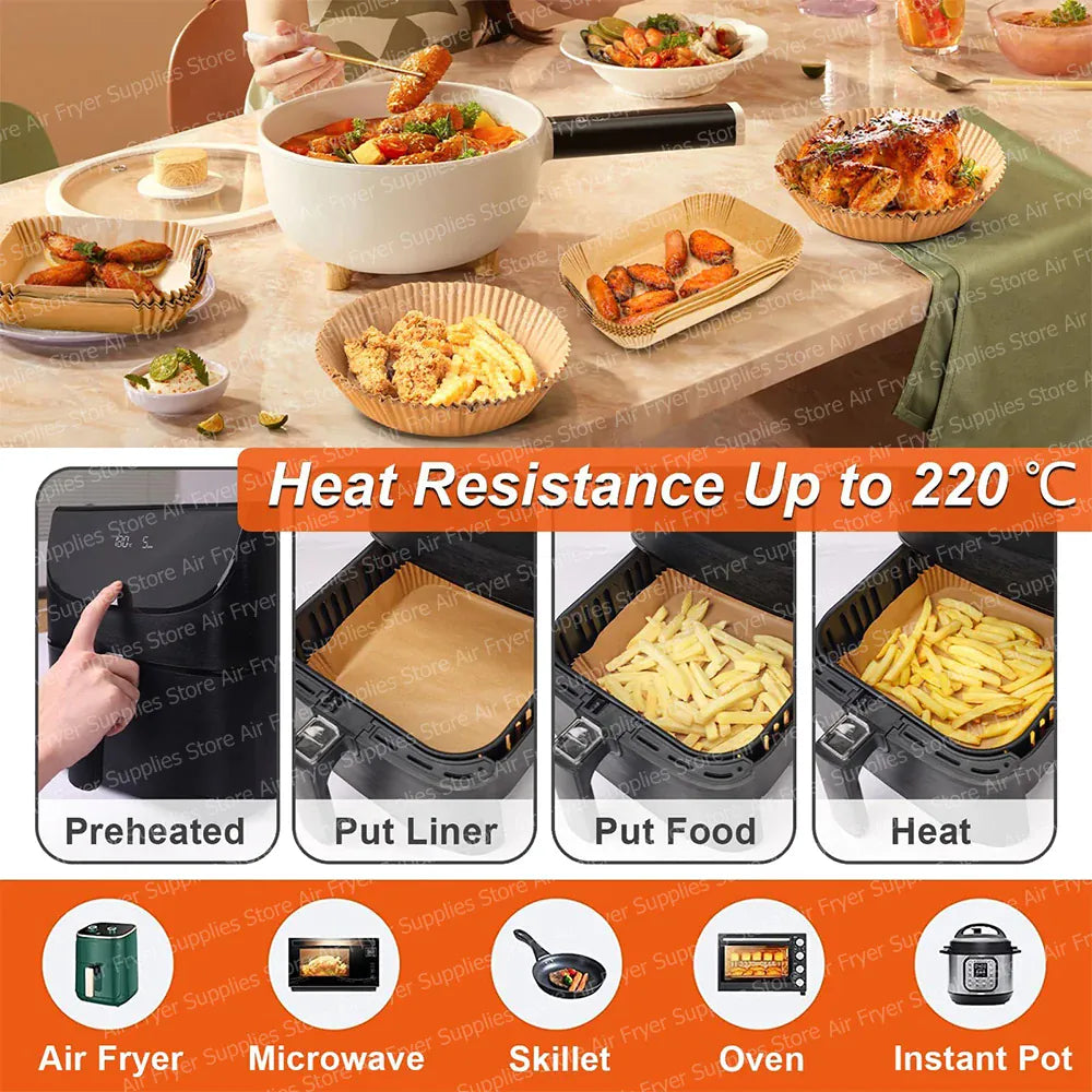 Papier Cuisson Air Fryer Jetable Carré 23 cm Lot de 200 Pièces Air Fryer