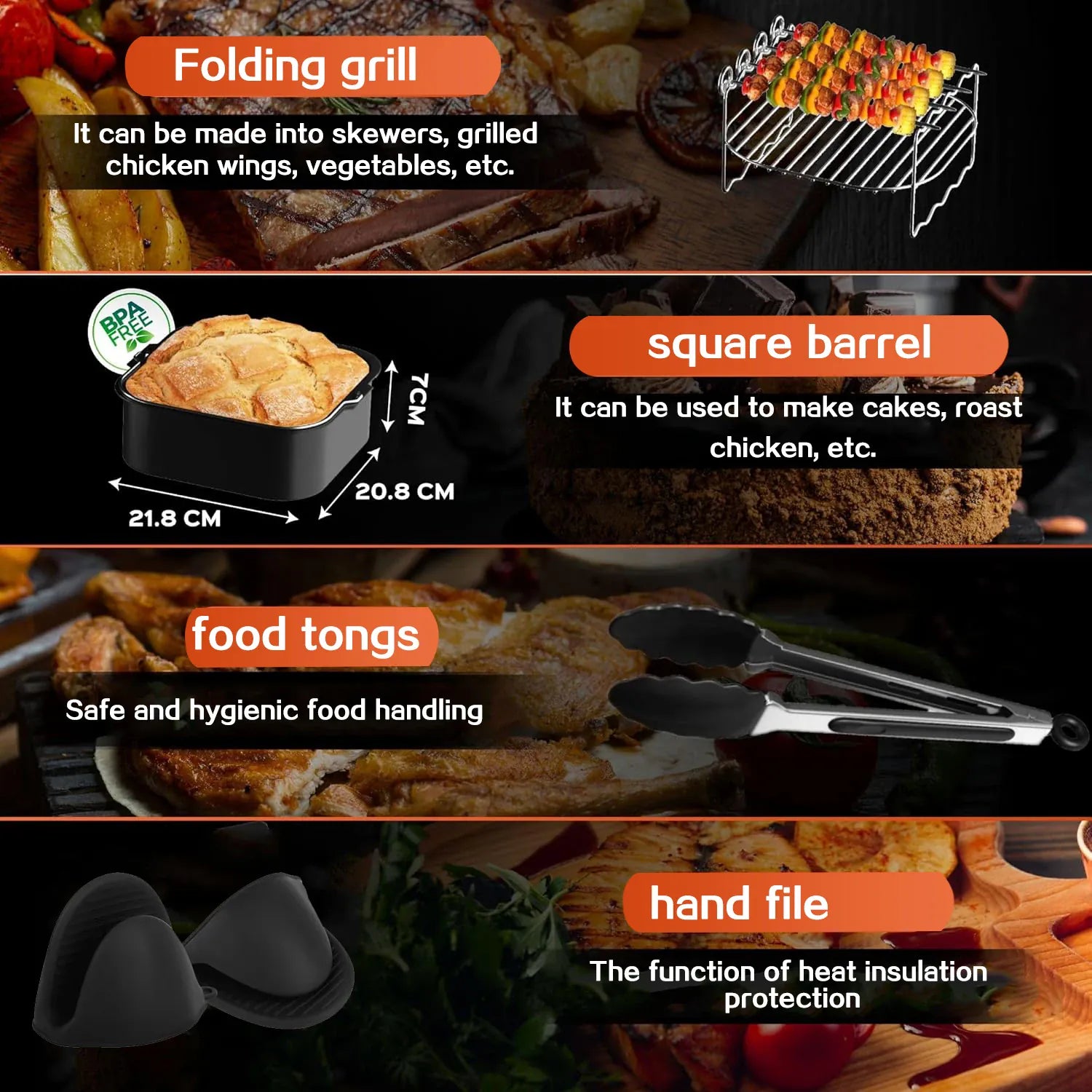 Moule Silicone Réutilisable Air Fryer Lot de 4 Formes Colorées Air Fryer