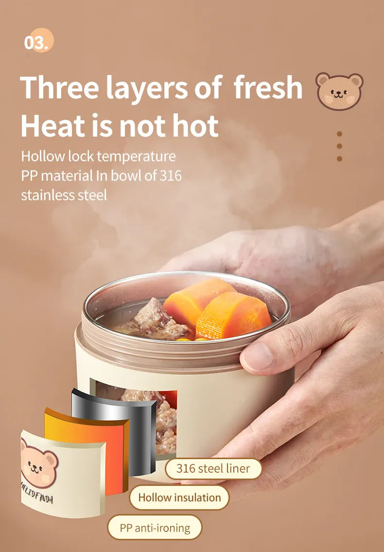 Ensemble de 2 Lunchbox cylindriques isothermes pour enfants (1 litre) Lunchbox
