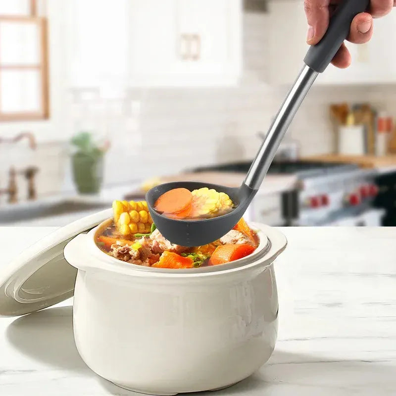 Set d'Ustensiles de Cuisine en Silicone avec Support Rotatif 360° - 12 pièces