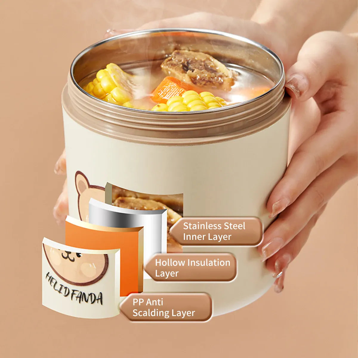 Ensemble de 4 Lunchbox cylindriques isothermes pour enfants (2 litres) Lunchbox