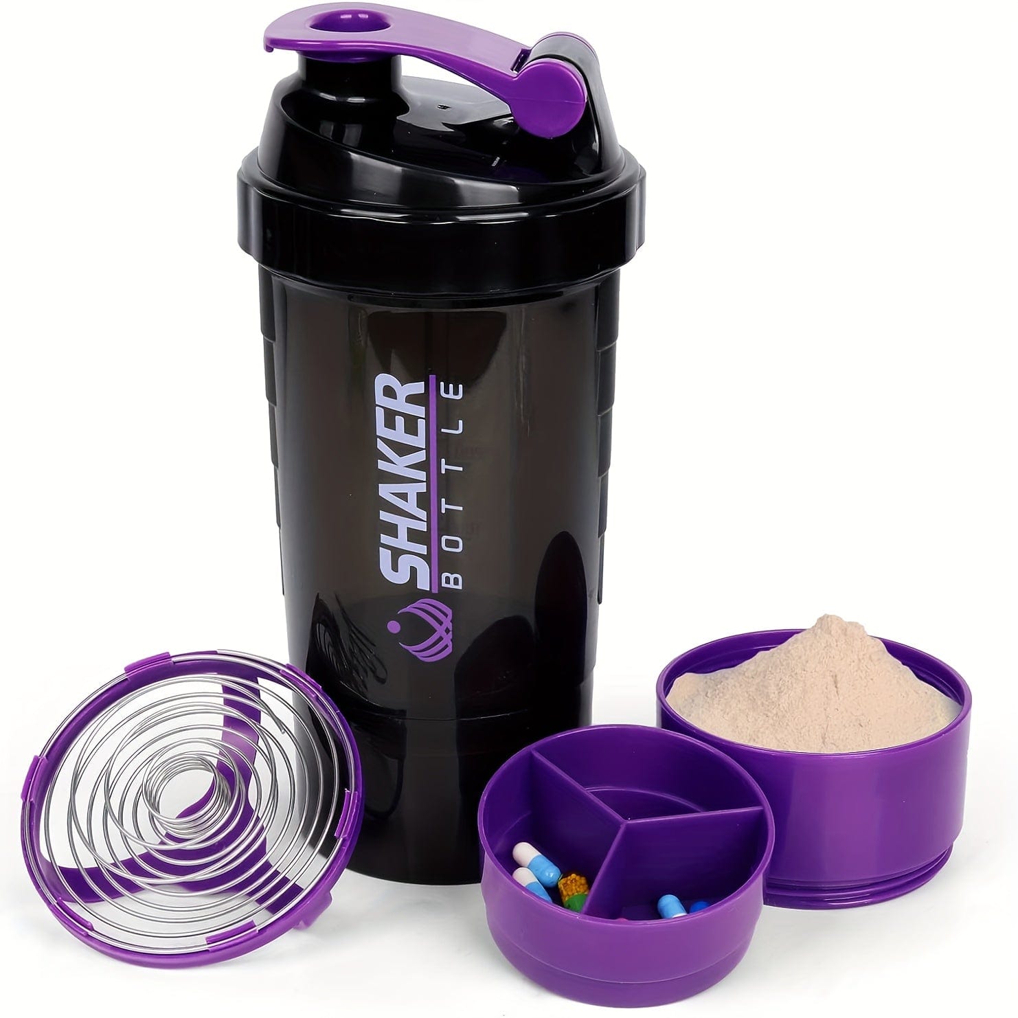 Bouteille Shaker 2 Compartiments Proteine GymHomeAsistantFitness