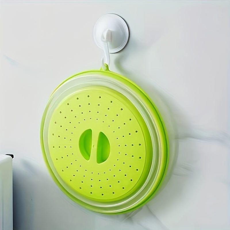 Cache-Micro-Ondes Pliant Ventilé Rond avec Poignée, Filtre Alimentaire Lavable, Ustensile Cuisine