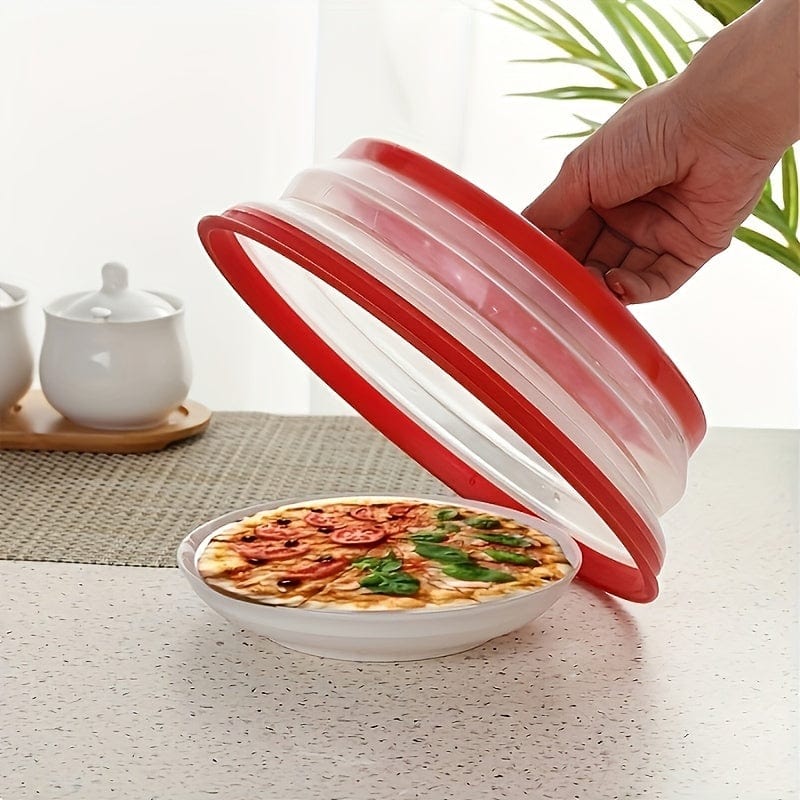 Cache-Micro-Ondes Pliant Ventilé Rond avec Poignée, Filtre Alimentaire Lavable, Ustensile Cuisine