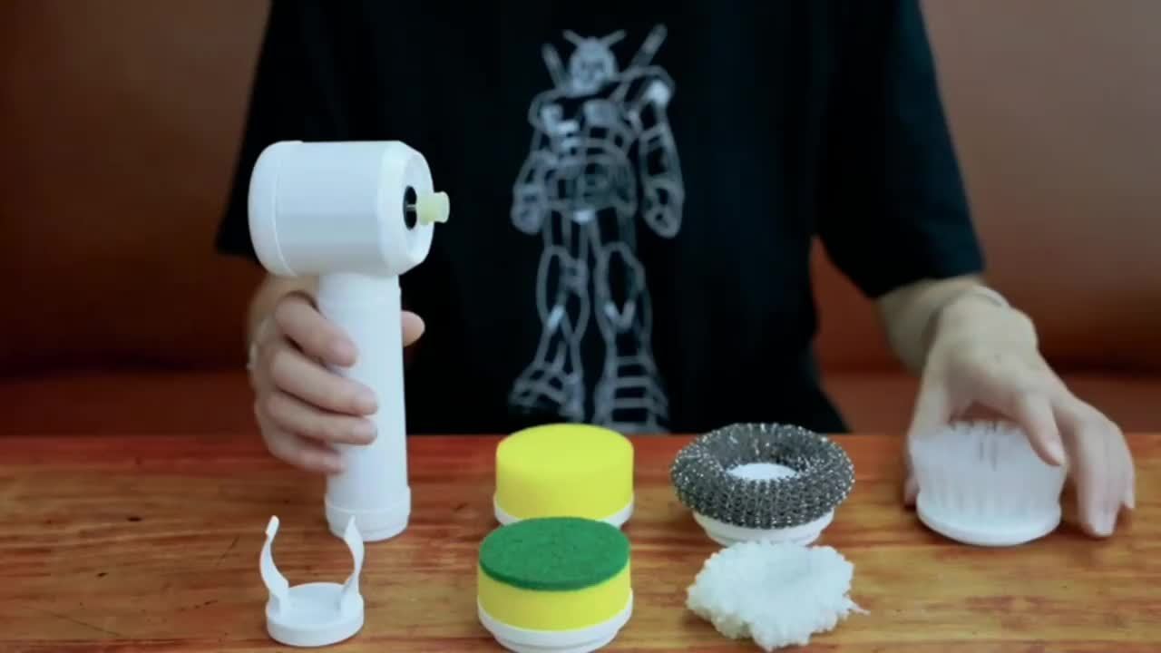 Brosse rotative électrique sans fil 5 têtes pour baignoire, carrelage et évier