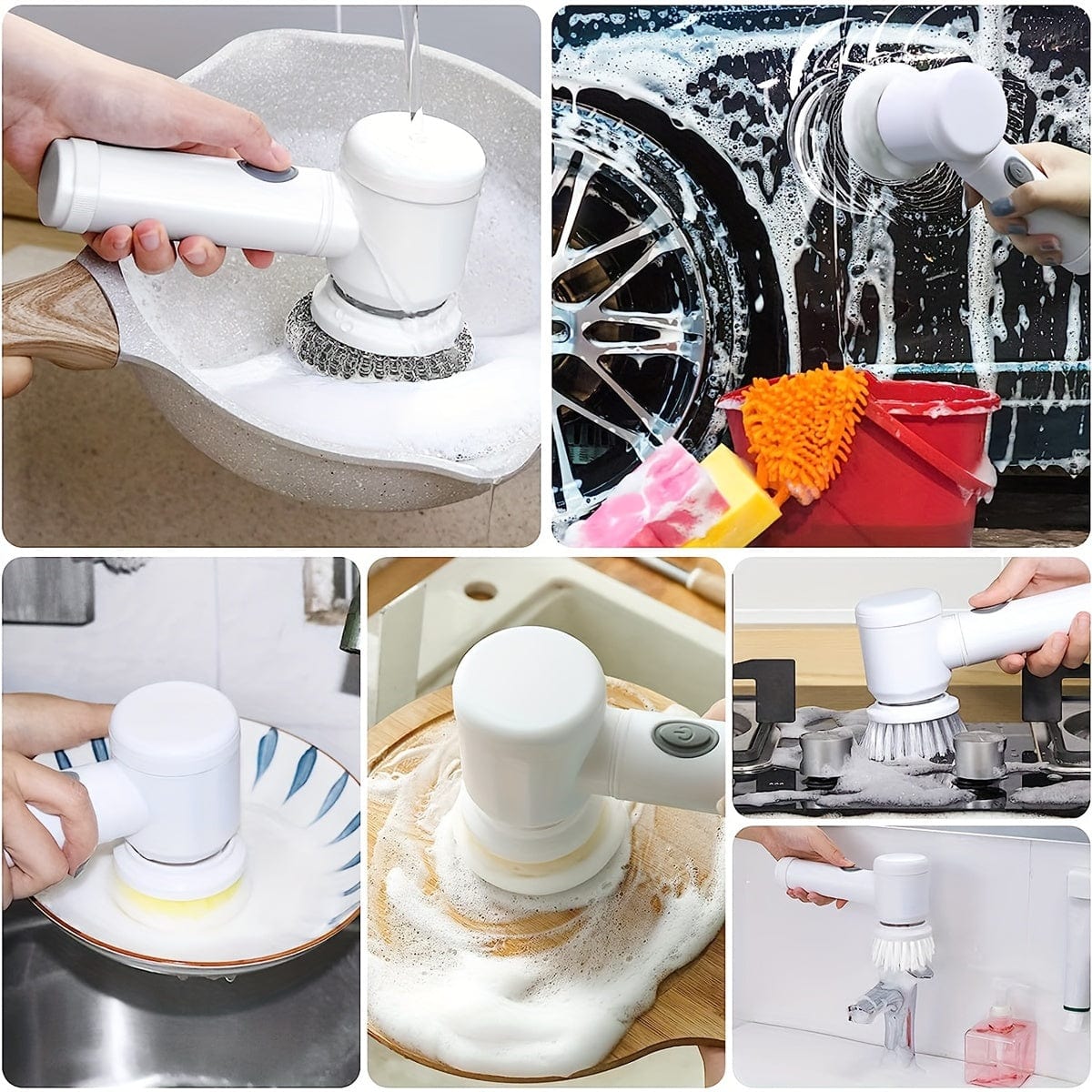 Brosse rotative électrique sans fil, compacte et maniable à une main