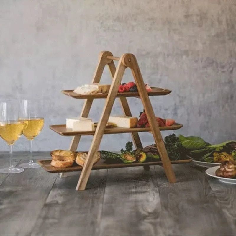 Plateau à 3 niveaux en bois pour apéritif et charcuterie