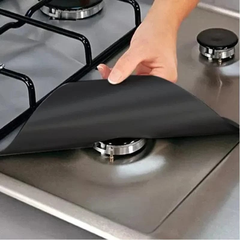 Protège gazinière 2-8pcs en fibres de verre noires - Tapis de cuisson réutilisable - Accessoire cuisine - Taille 270 x 270mm