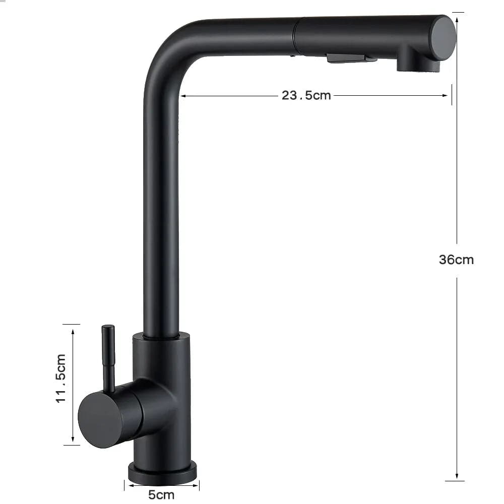 Robinet de cuisine à douchette extractible installé sur plan de travail