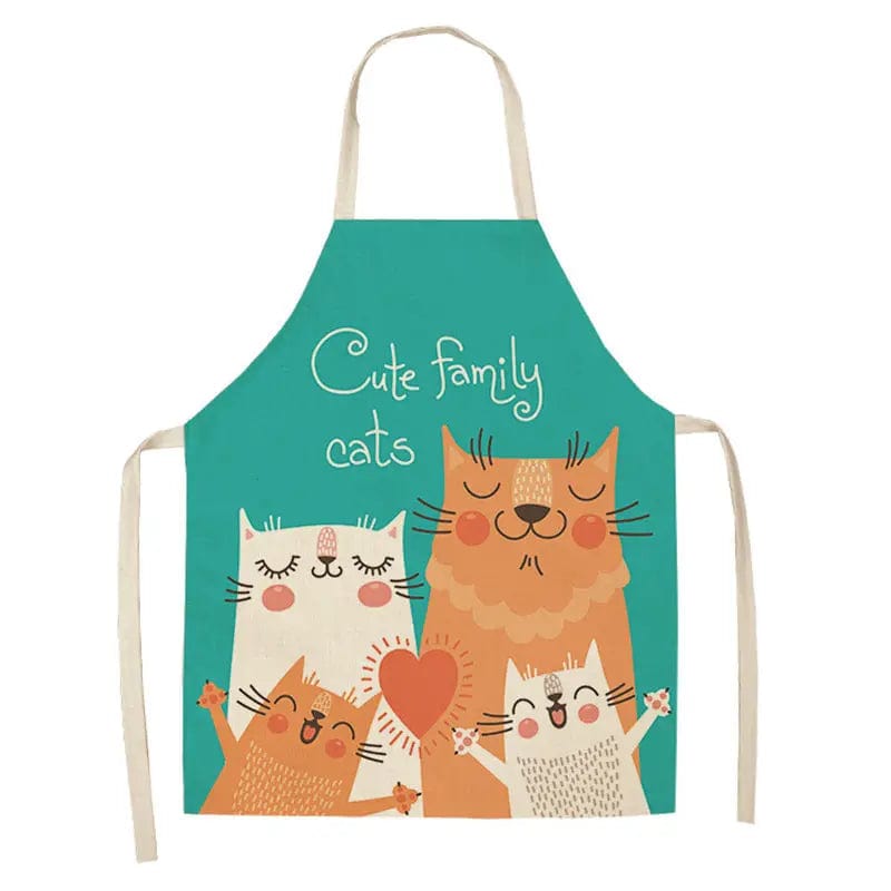 Tablier de Cuisine avec Impression de Chat Mignon, Lin Coton tablier