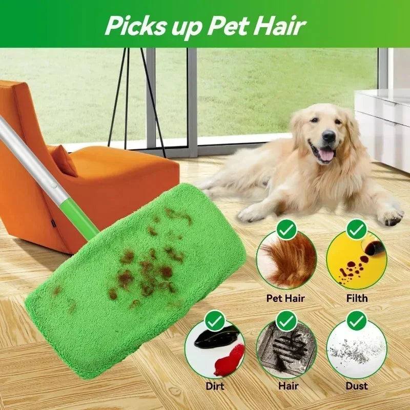 Lingettes Microfibre Lavables pour Balai Plat — Lot de 4 Réutilisables