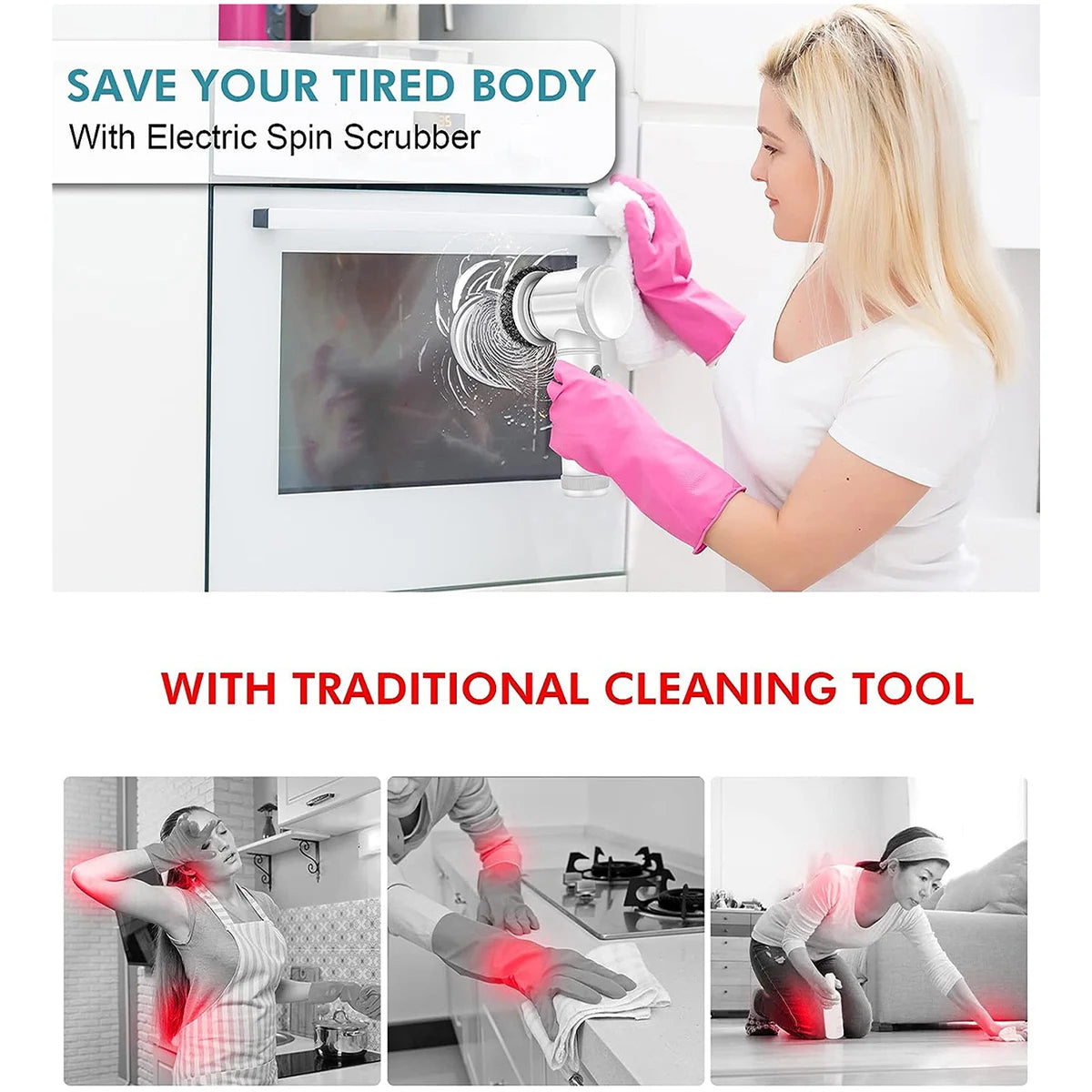 Kit de 5 Têtes de Rechange pour Brosse Rotative Électrique — Éponges, Brosse et Inox