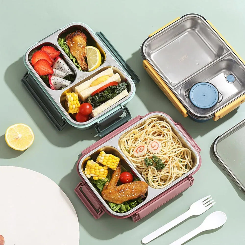 Lunchbox en Inox à 2/3 Compartiments Étanches 850ml Lunchbox