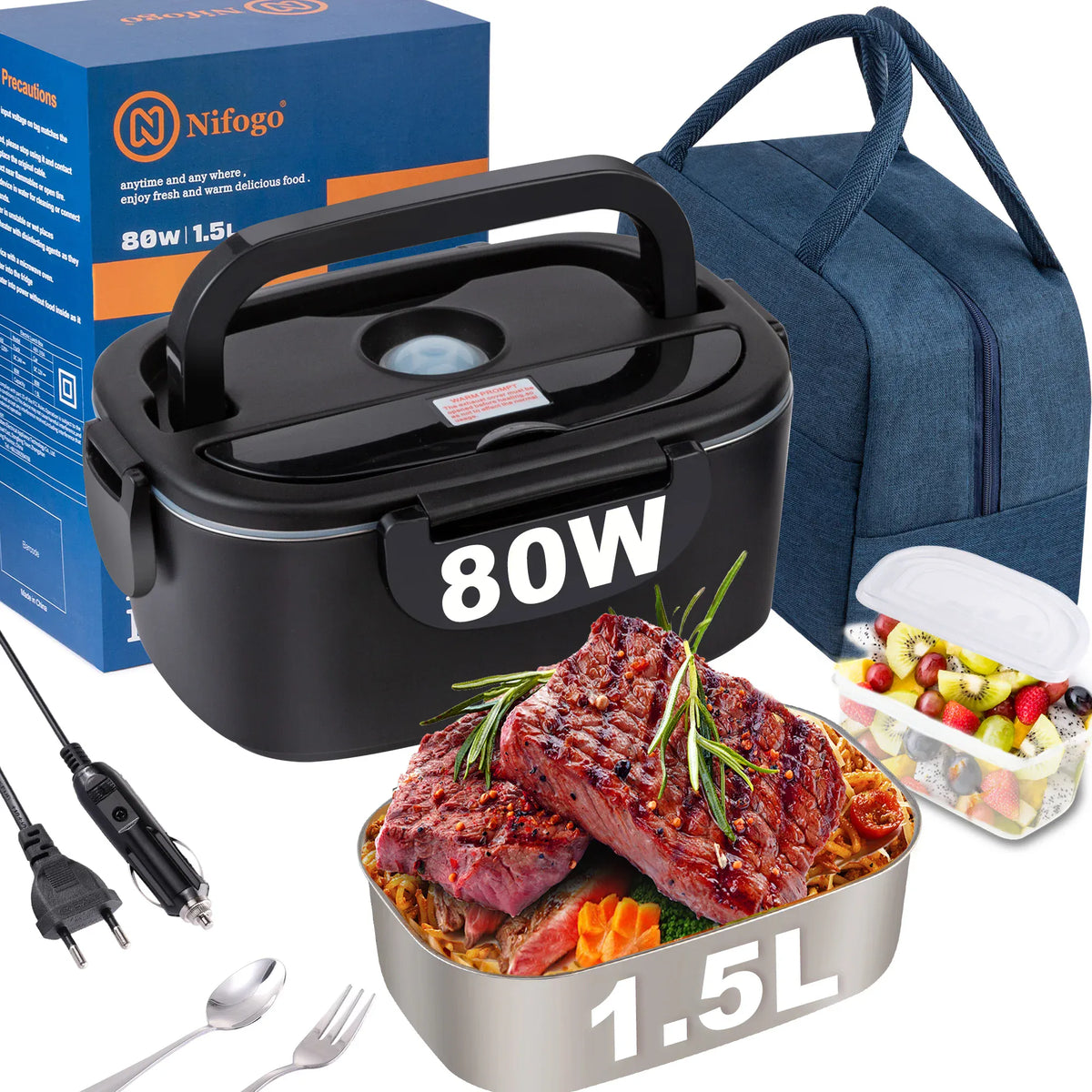 LunchBox Électrique Chauffante 80W - 1,5 à 2,5 litres lunchboxchauf