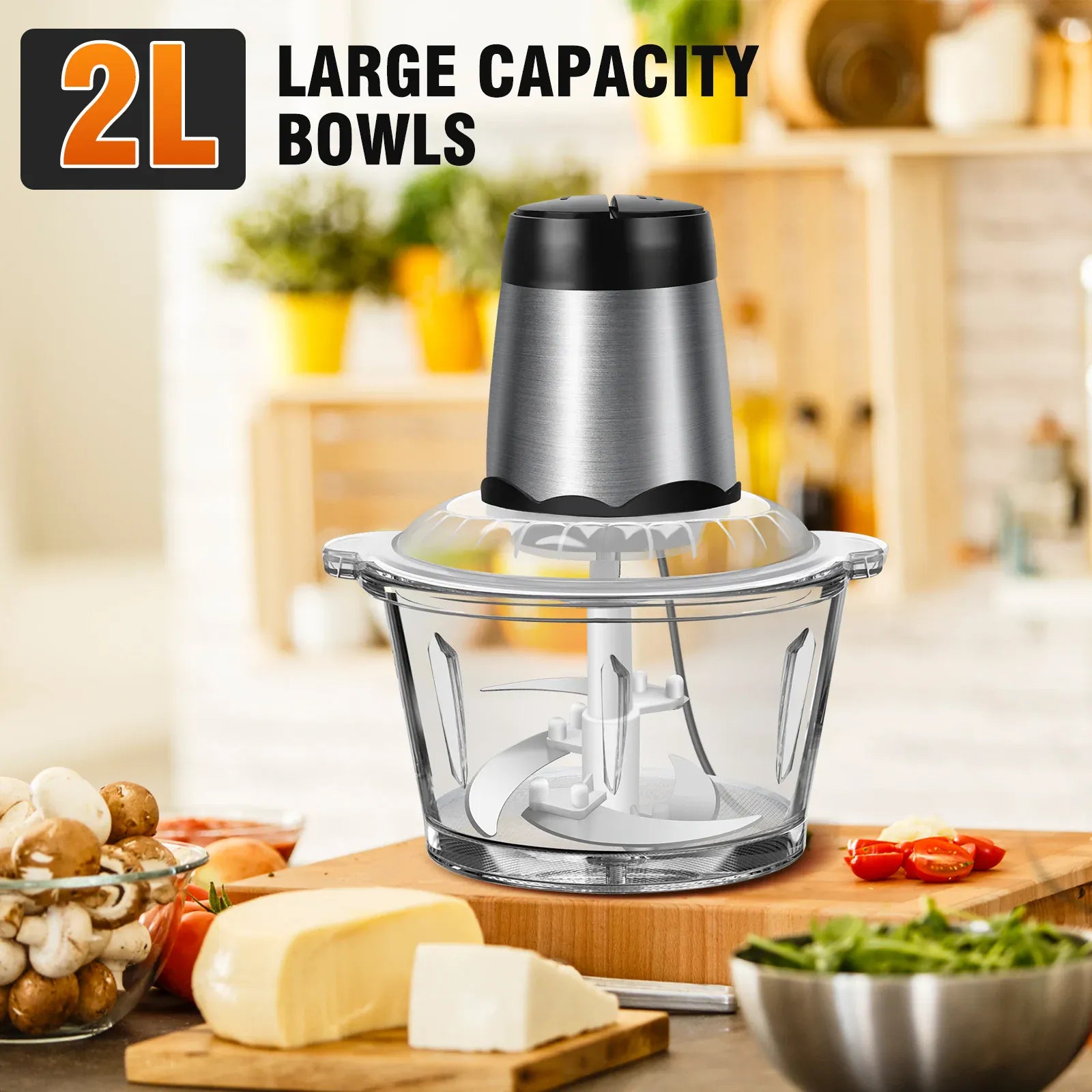 Hachoir Électrique Multifonction 2L 300W — Bol en Verre, 4 Lames Inox, 2 Vitesses hachoir electrique