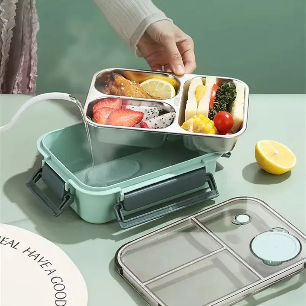 Lunchbox en Inox à 2/3 Compartiments Étanches 850ml Lunchbox