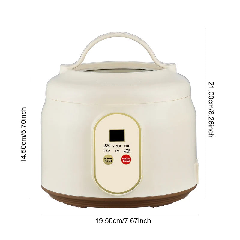 Mini cuiseur à riz numérique crème 1,8 L, 19,5 cm de large