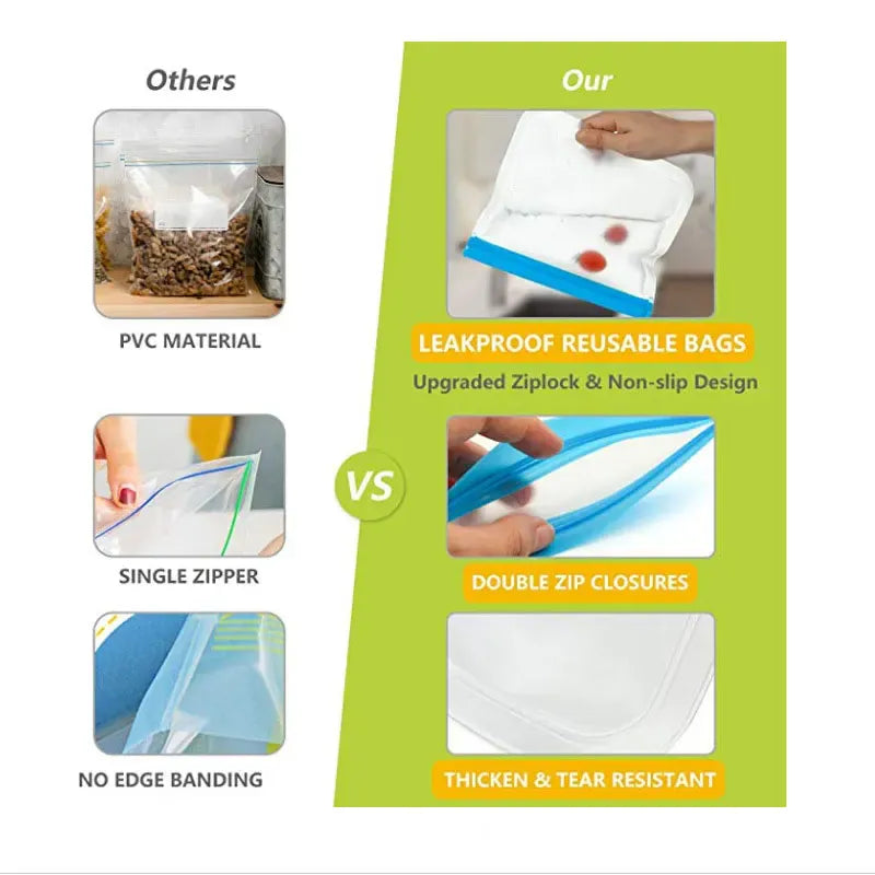 sachets réutilisables en silicone pour aliments