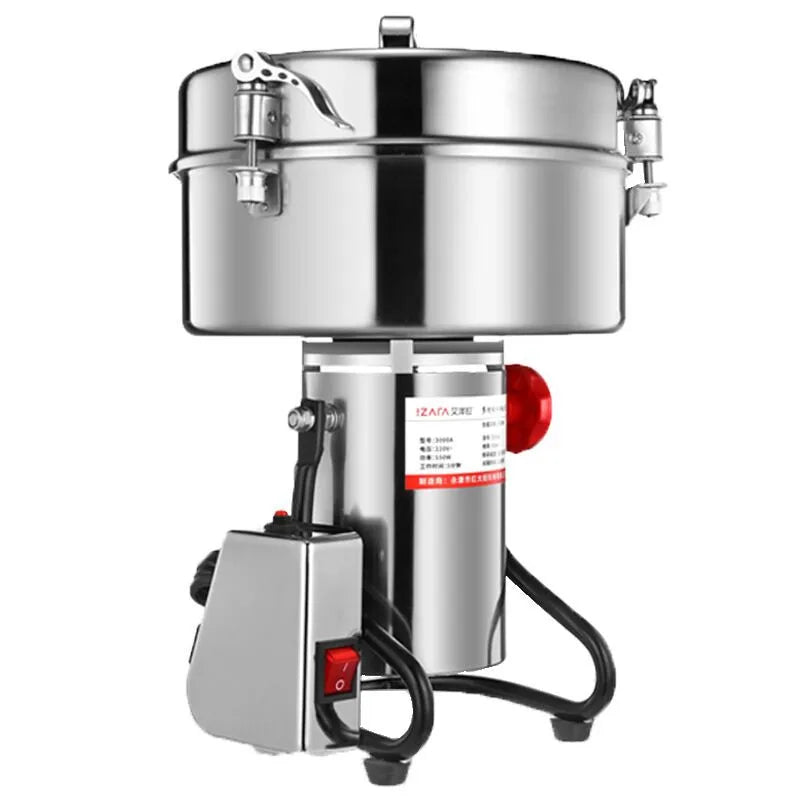 Broyeur à épices inox 4500 g sur fond blanc