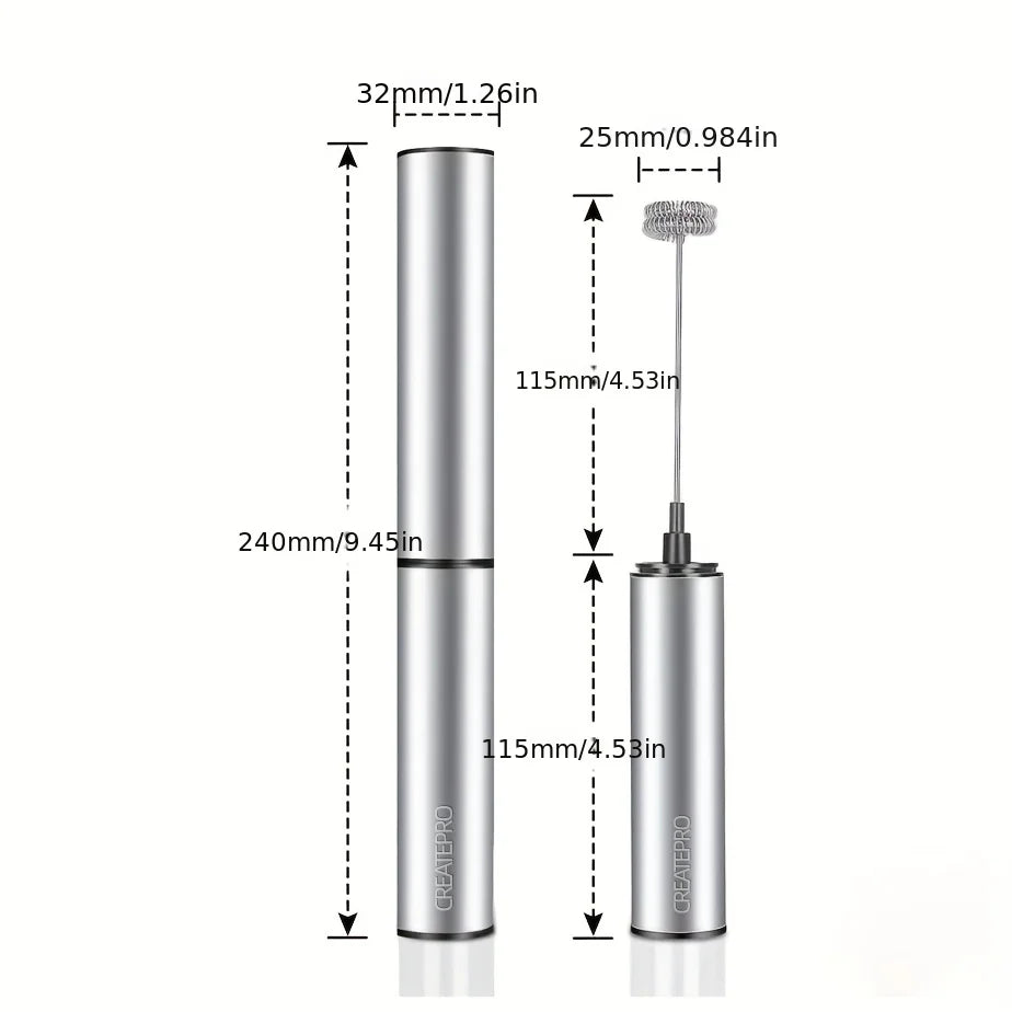 Mousseur à lait électrique inox rechargeable avec son câble USB