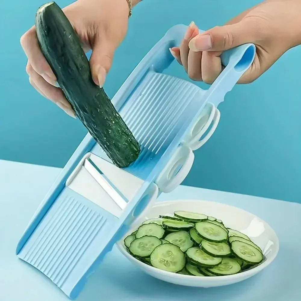 Mandoline 7-en-1 avec Lames Interchangeables pour Fruits et légumes Mandoline