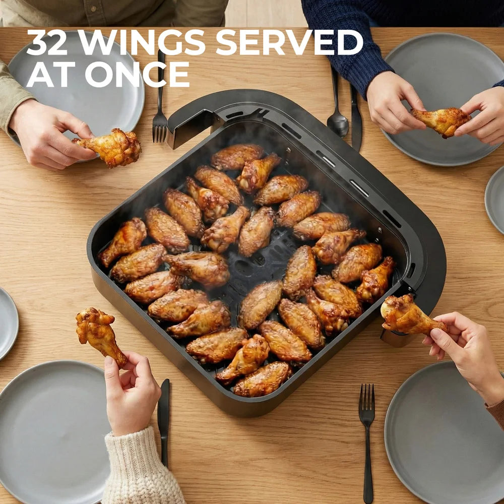 Ailes de poulet servies à table directement dans le panier de l'air fryer