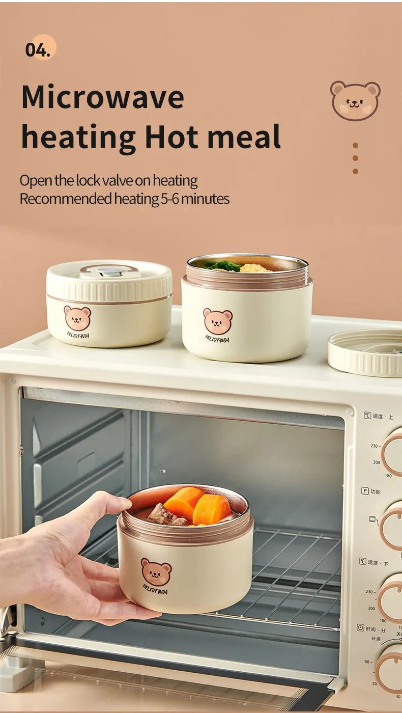 Ensemble de 2 Lunchbox cylindriques isothermes pour enfants (1 litre) Lunchbox