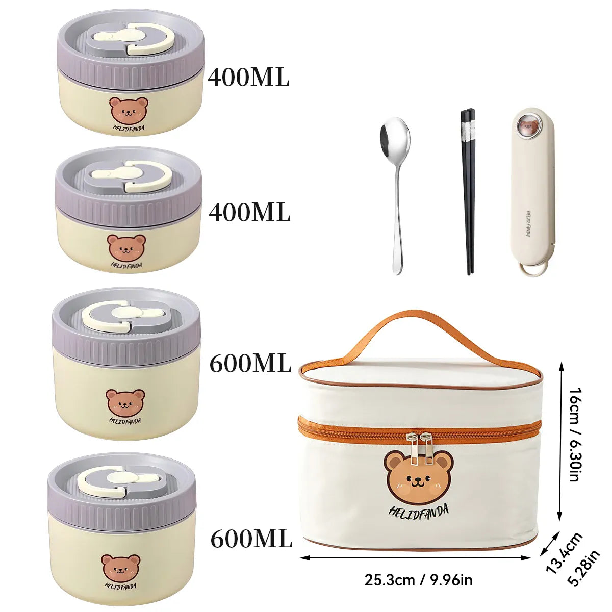 Ensemble de 2 Lunchbox cylindriques isothermes pour enfants (1 litre) Lunchbox
