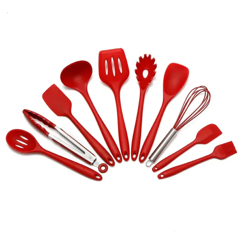 Set de 10 Ustensiles de Cuisine en Silicone Écologique et Résistant à la Chaleur