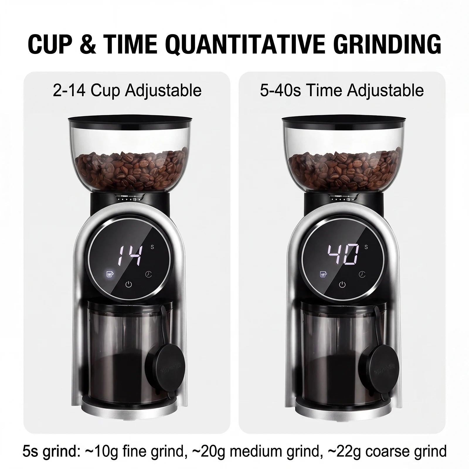 Dosage de la mouture par nombre de tasses ou par temps