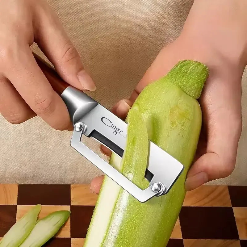 Éplucheur en Acier Inoxydable avec Manche en Bois pour Fruits et Légumes eplucheurs