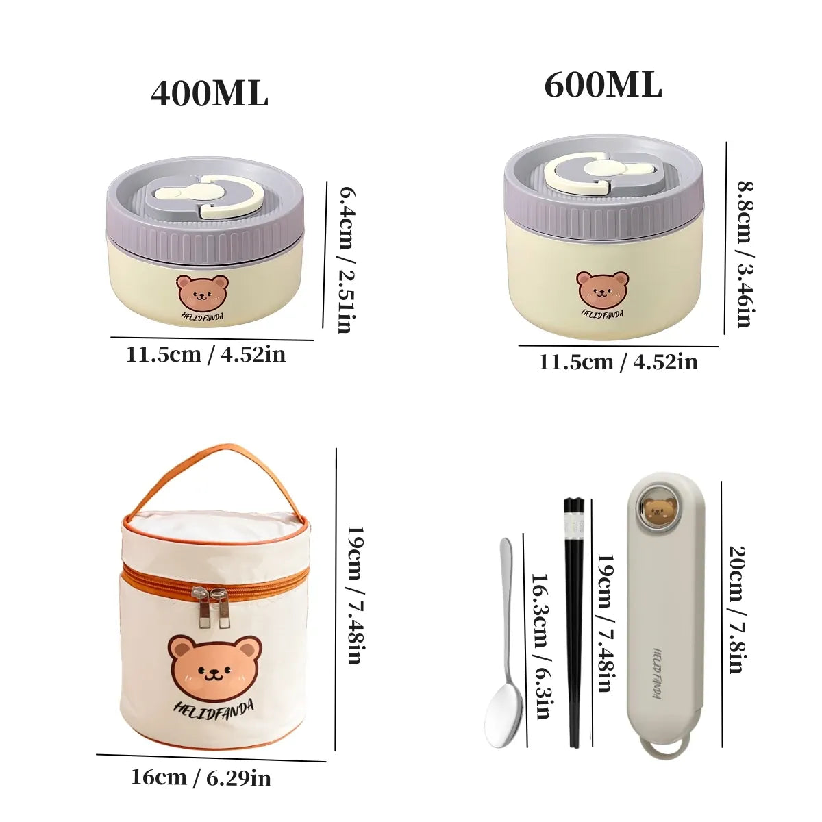 Ensemble de 2 Lunchbox cylindriques isothermes pour enfants (1 litre) Lunchbox