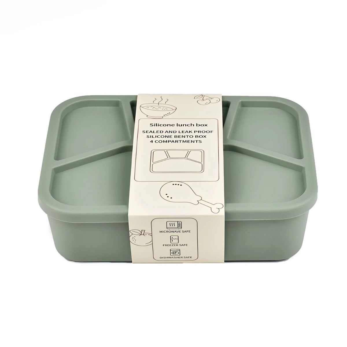 Bento Compartimenté Silicone Écologique | 4 Compartiments 700ml Bento