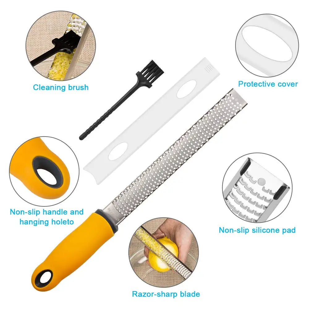 Zesteur en Acier Inoxydable pour Agrumes et Fromage | Avec Brosse zesteur