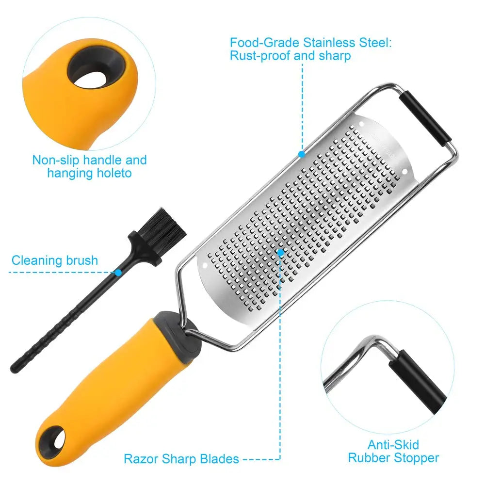 Zesteur en Acier Inoxydable pour Agrumes et Fromage | Avec Brosse zesteur