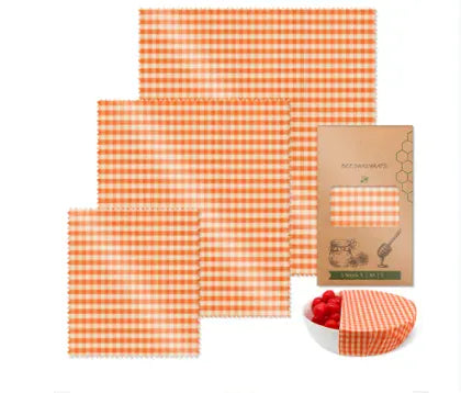 Film Alimentaire Réutilisable Cire d'Abeille – Lot de 3 Feuilles, 15 Motifs