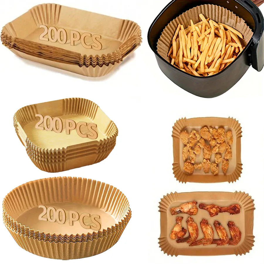 Papier Cuisson Air Fryer Jetable Rectangulaire Lot de 200 Pièces Air Fryer
