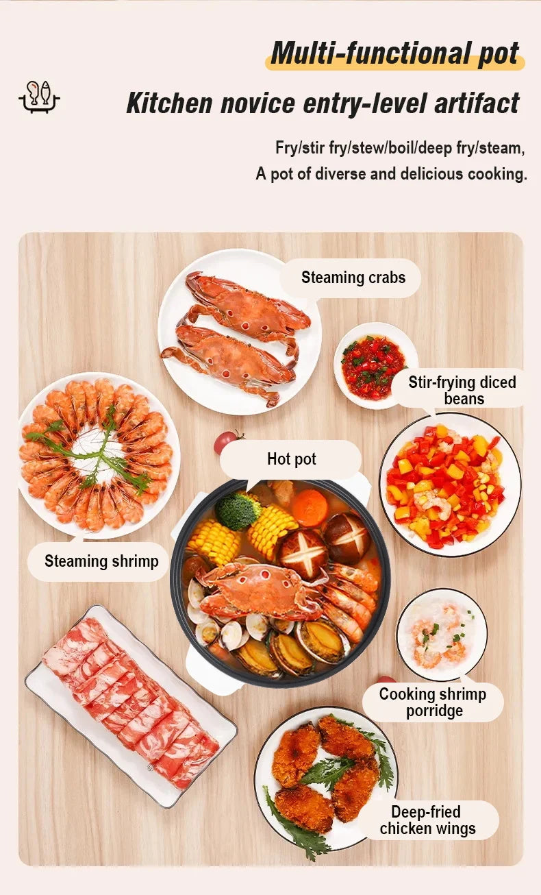 Plats possibles : crabes vapeur, crevettes, fondue, porridge, ailes de poulet