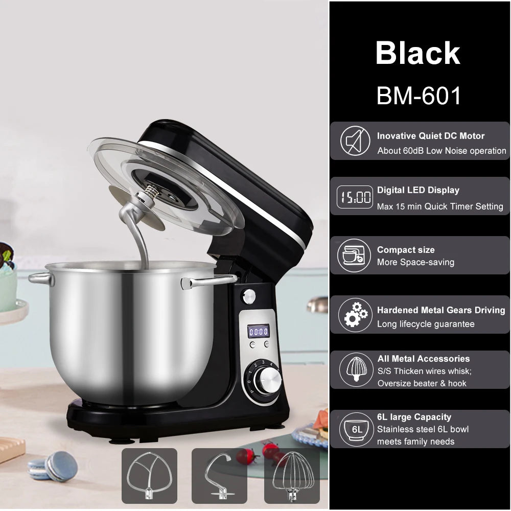 Robot pâtissier 6 L noir