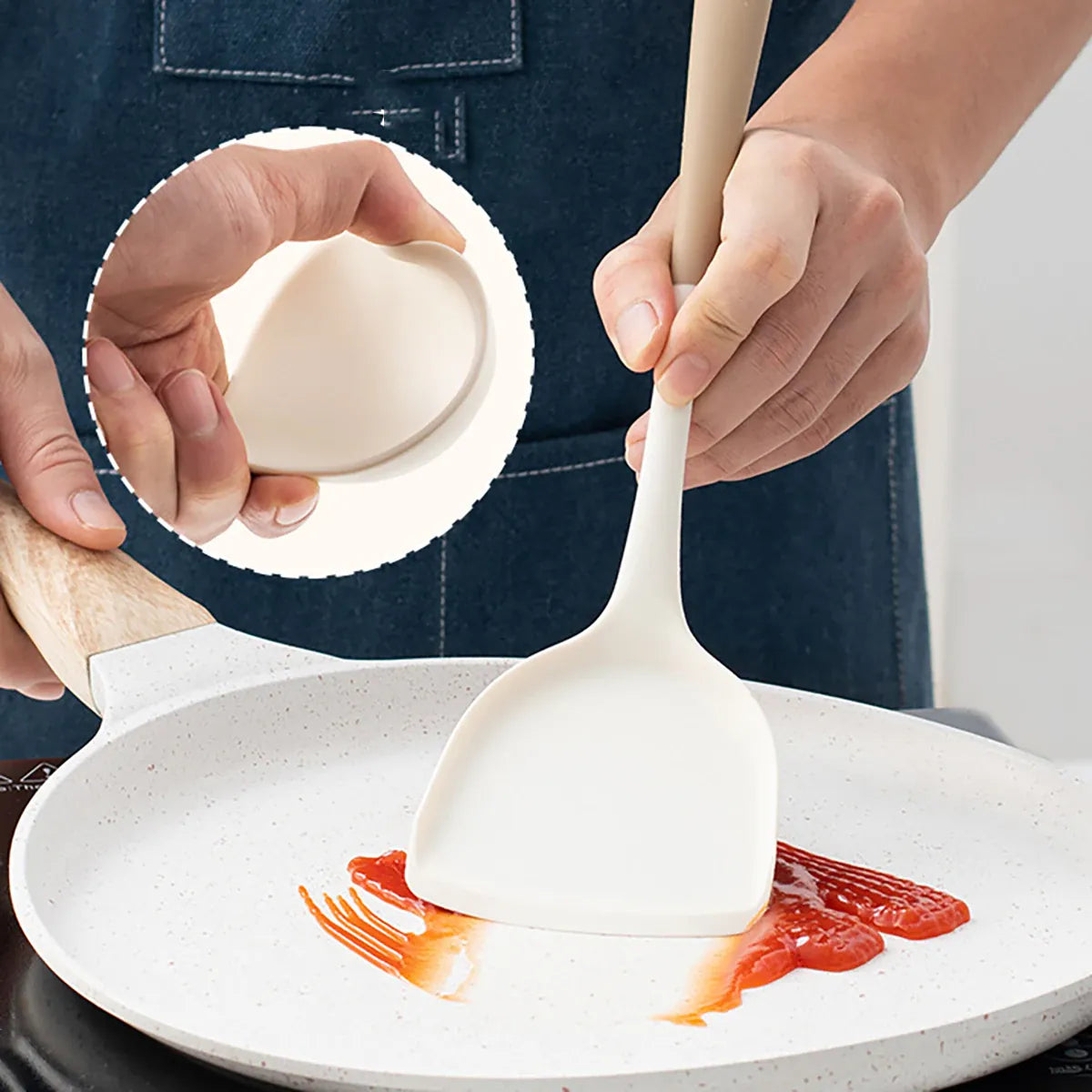 Set Ustensiles Silicone 4 pièces | Spatule Louche Cuillère à Soupe spatule en silicone