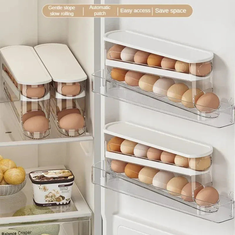 Organiseur à Œufs 2 Niveaux avec Système de Roulement pour Frigo
